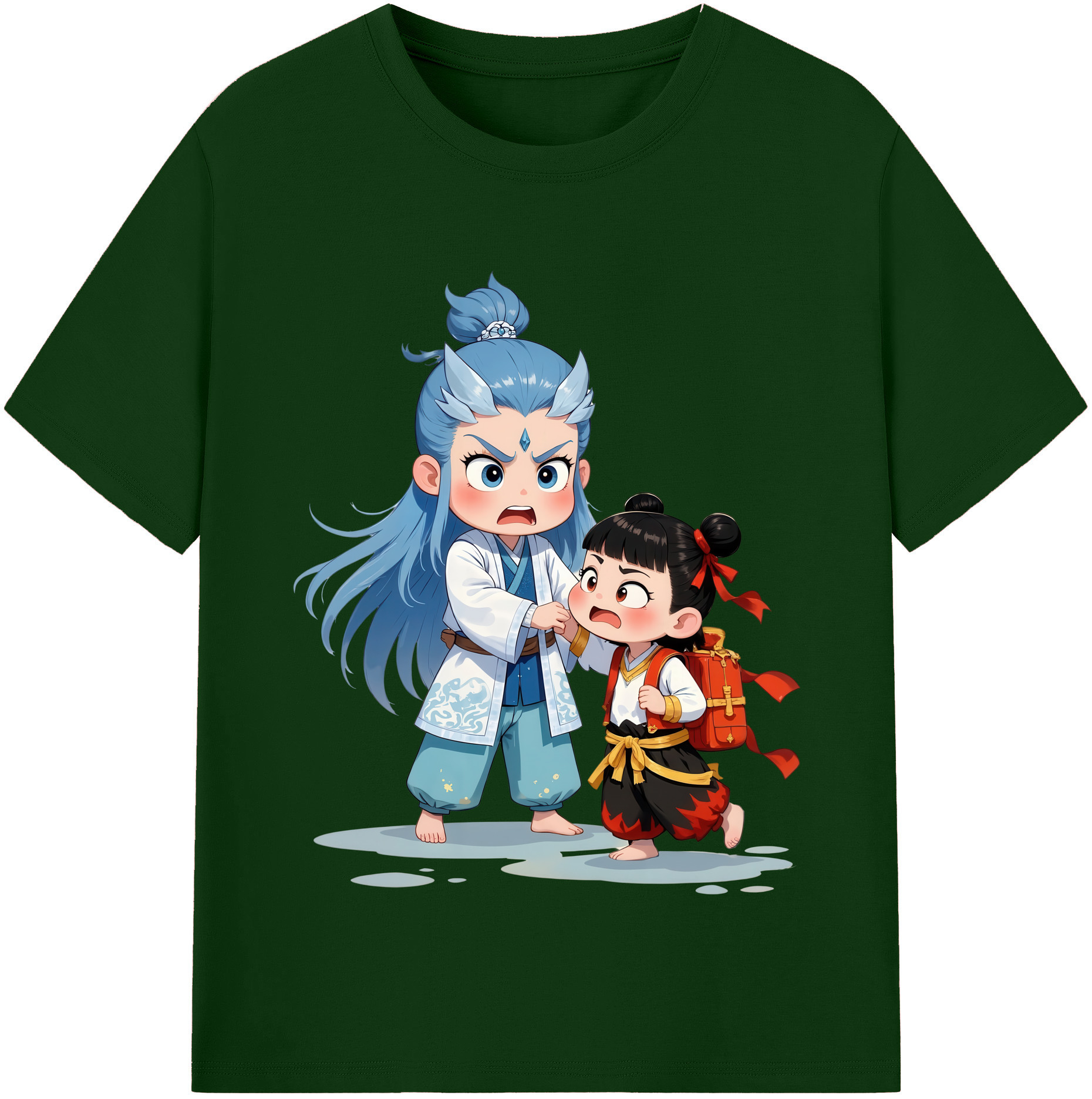 （画像用） Ne Zha 2 ナタ 魔童の大暴れ 綿100％半袖Tシャツ（フロントプリント）